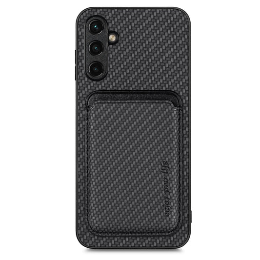 For Samsung Galaxy A34 5G Carbon Fiber Leather Card Magsafe Magnetic Phone Case(Black) - Galaxy Phone Cases by buy2fix | Online Shopping UK | buy2fix