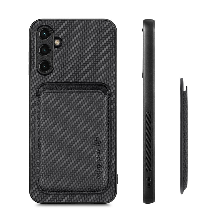 For Samsung Galaxy A34 5G Carbon Fiber Leather Card Magsafe Magnetic Phone Case(Black) - Galaxy Phone Cases by buy2fix | Online Shopping UK | buy2fix
