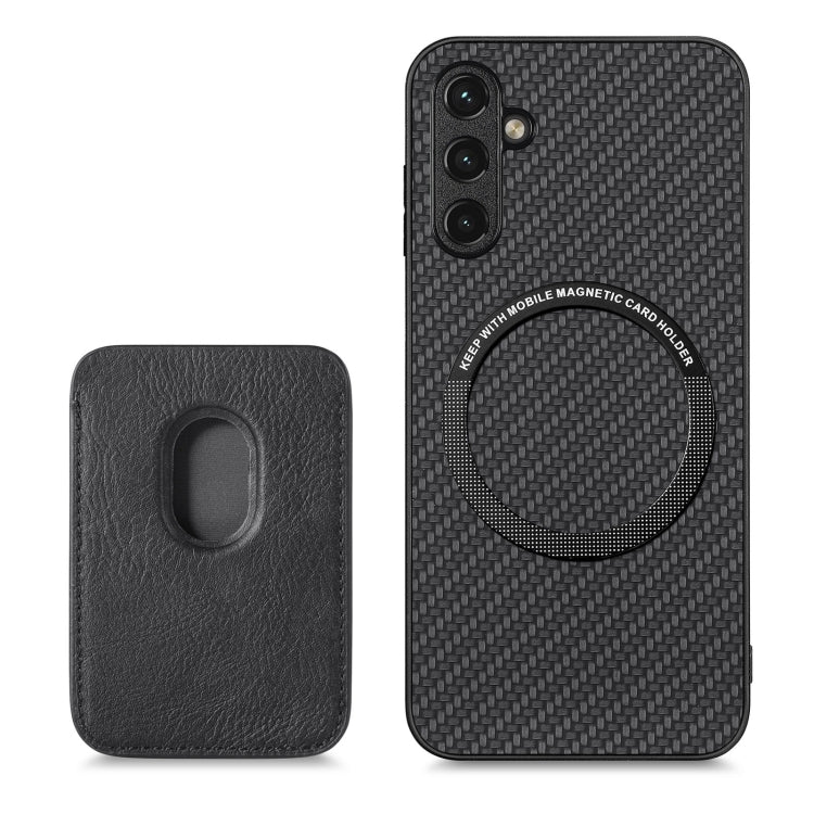 For Samsung Galaxy A34 5G Carbon Fiber Leather Card Magsafe Magnetic Phone Case(Black) - Galaxy Phone Cases by buy2fix | Online Shopping UK | buy2fix