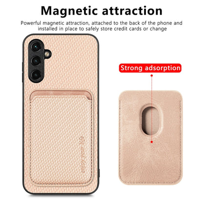 For Samsung Galaxy A34 5G Carbon Fiber Leather Card Magsafe Magnetic Phone Case(Khaki) - Galaxy Phone Cases by buy2fix | Online Shopping UK | buy2fix