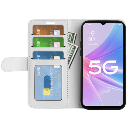 For OPPO A58 R64 Texture Horizontal Flip Leather Phone Case(White) by buy2fix