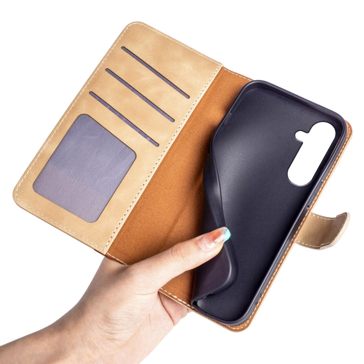 For Samsung Galaxy A34 5G Stitching Horizontal Flip Leather Phone Case(Yellow) by buy2fix