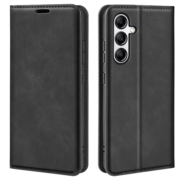 For Samsung Galaxy A34 5G Retro-skin Magnetic Suction Leather Phone Case(Black) by buy2fix