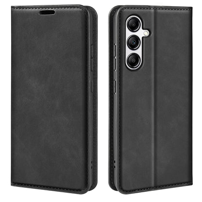 For Samsung Galaxy A34 5G Retro-skin Magnetic Suction Leather Phone Case(Black) by buy2fix