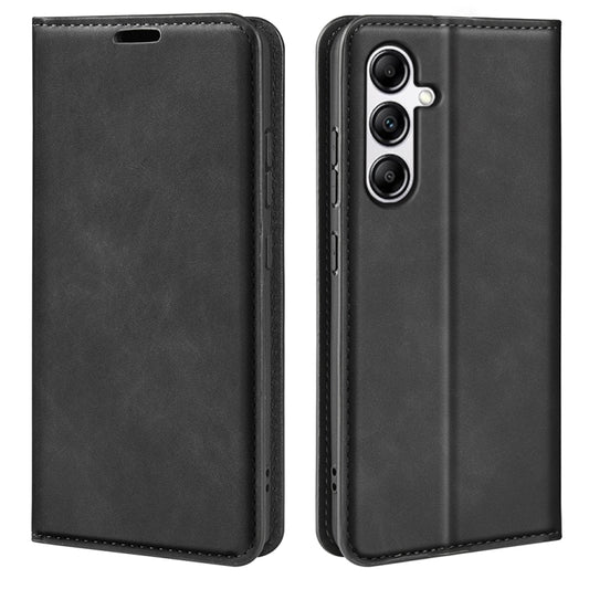 For Samsung Galaxy A34 5G Retro-skin Magnetic Suction Leather Phone Case(Black) by buy2fix
