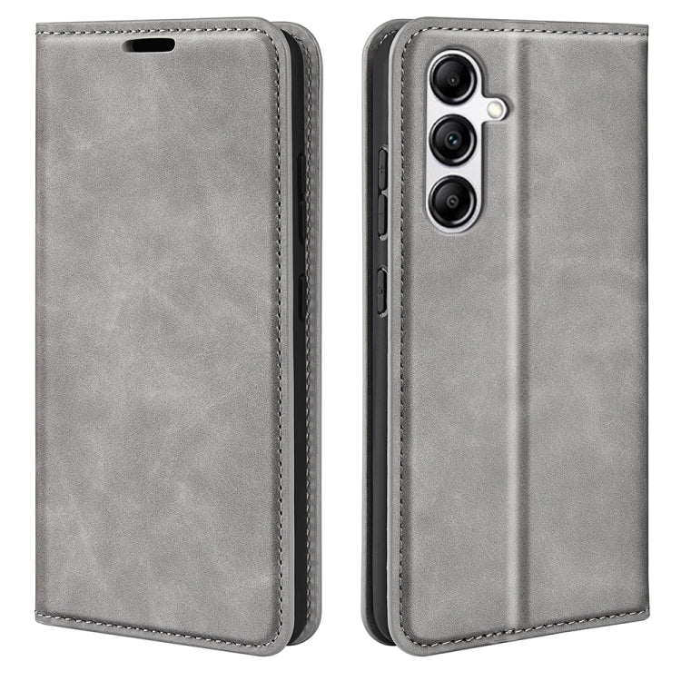 For Samsung Galaxy A34 5G Retro-skin Magnetic Suction Leather Phone Case(Grey) by buy2fix
