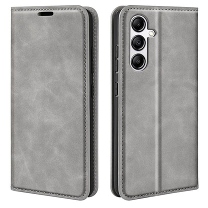 For Samsung Galaxy A34 5G Retro-skin Magnetic Suction Leather Phone Case(Grey) by buy2fix
