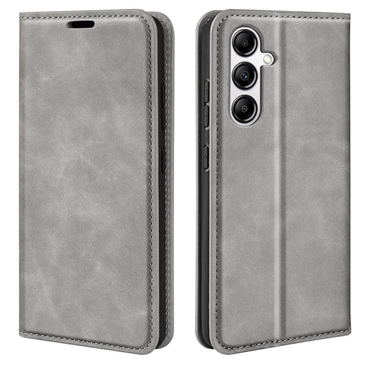 For Samsung Galaxy A34 5G Retro-skin Magnetic Suction Leather Phone Case(Grey) by buy2fix