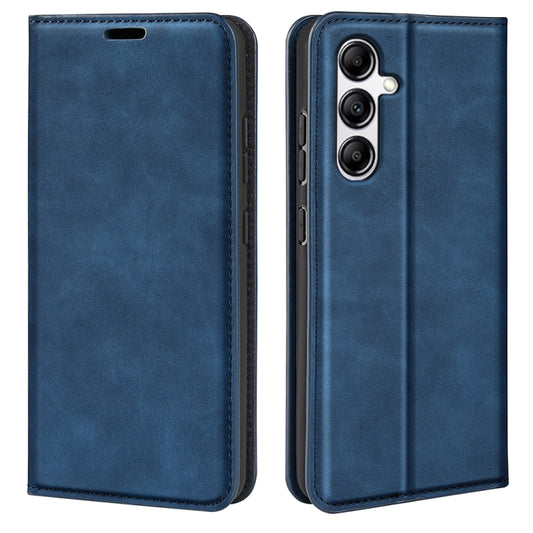 For Samsung Galaxy A34 5G Retro-skin Magnetic Suction Leather Phone Case(Dark Blue) by buy2fix