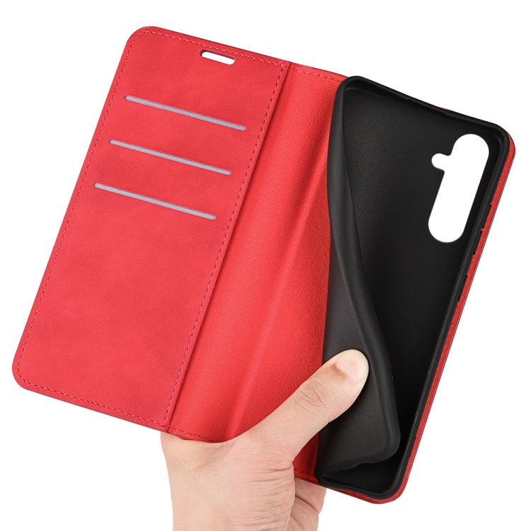 For Samsung Galaxy A34 5G Retro-skin Magnetic Suction Leather Phone Case(Red) by buy2fix