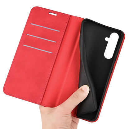 For Samsung Galaxy A34 5G Retro-skin Magnetic Suction Leather Phone Case(Red) by buy2fix