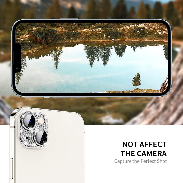 For iPhone 14 / 14 Plus ENKAY Hat-Prince Blink Diamond Camera Lens Aluminium Alloy Tempered Glass Film(Golden) by ENKAY