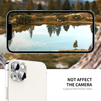 For iPhone 14 / 14 Plus ENKAY Hat-Prince Blink Diamond Camera Lens Aluminium Alloy Tempered Glass Film(Golden) by ENKAY