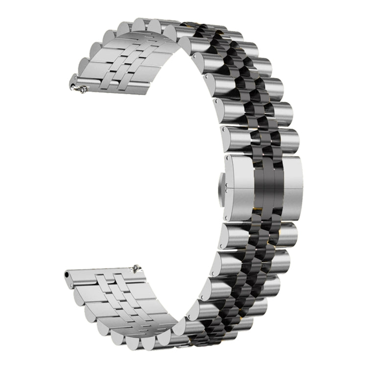 For Huawei Watch 3 / 3 Pro Five Bull Half Round Stainless Steel Watch Band + Strap Removal Tool(Silver+Black) by buy2fix