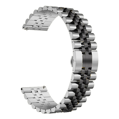 For Huawei Watch 3 / 3 Pro Five Bull Half Round Stainless Steel Watch Band + Strap Removal Tool(Silver+Black) by buy2fix
