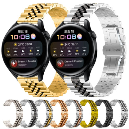For Huawei Watch 3 / 3 Pro Five Bull Half Round Stainless Steel Watch Band + Strap Removal Tool(Silver+Black) by buy2fix