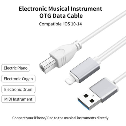 1m 8 Pin to USB + MIDI Electronic Music Instrument & OTG & Charging Multifunctional Cable Compatible with above iOS 10.3.2 by buy2fix