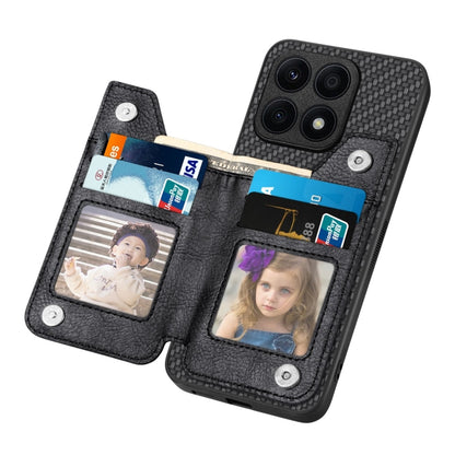 For Honor X8A Carbon Fiber Horizontal Flip Zipper Wallet Phone Case(Black) by buy2fix