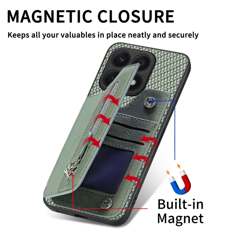 For Honor X8A Carbon Fiber Horizontal Flip Zipper Wallet Phone Case(Black) by buy2fix