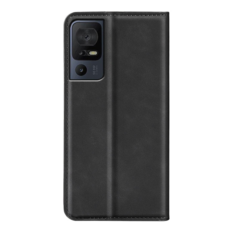 For TCL 40 SE Retro-skin  Magnetic Suction Leather Phone Case(Black) - TCL by buy2fix | Online Shopping UK | buy2fix