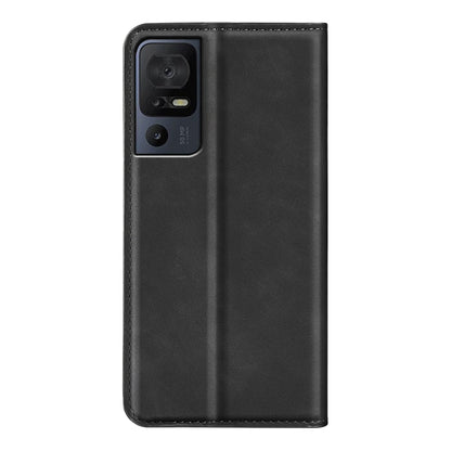 For TCL 40 SE Retro-skin  Magnetic Suction Leather Phone Case(Black) - TCL by buy2fix | Online Shopping UK | buy2fix