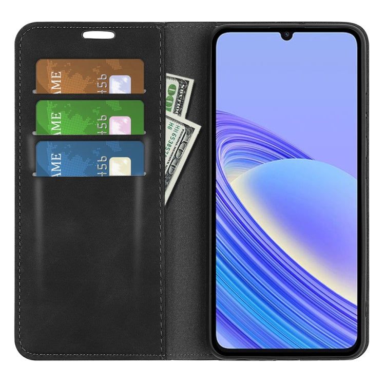 For TCL 40 SE Retro-skin  Magnetic Suction Leather Phone Case(Black) - TCL by buy2fix | Online Shopping UK | buy2fix