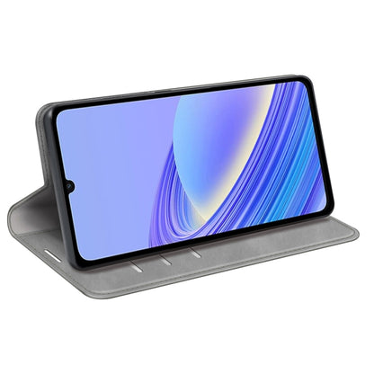 For TCL 40 SE Retro-skin  Magnetic Suction Leather Phone Case(Grey) - TCL by buy2fix | Online Shopping UK | buy2fix