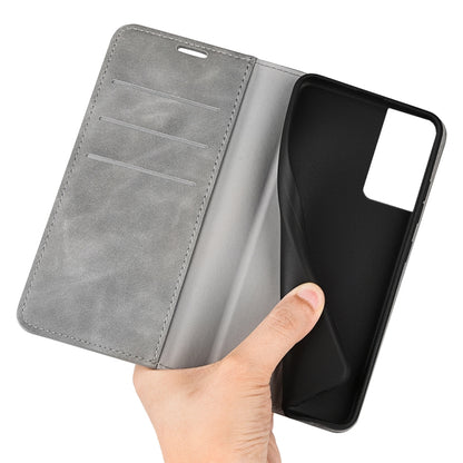 For TCL 40 SE Retro-skin  Magnetic Suction Leather Phone Case(Grey) - TCL by buy2fix | Online Shopping UK | buy2fix