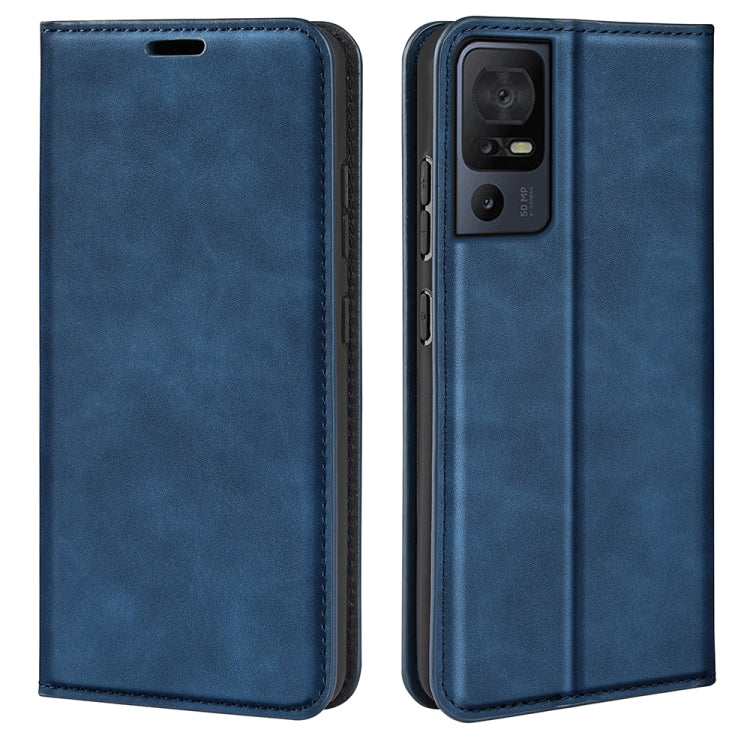 For TCL 40 SE Retro-skin  Magnetic Suction Leather Phone Case(Dark Blue) - TCL by buy2fix | Online Shopping UK | buy2fix