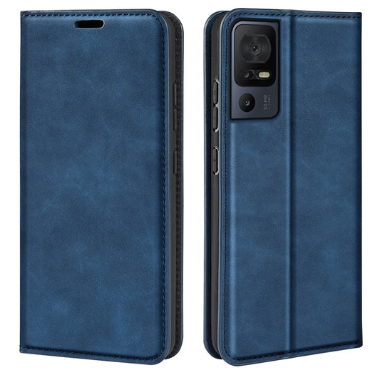 For TCL 40 SE Retro-skin  Magnetic Suction Leather Phone Case(Dark Blue) - TCL by buy2fix | Online Shopping UK | buy2fix