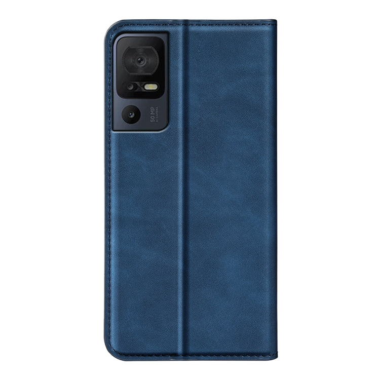 For TCL 40 SE Retro-skin  Magnetic Suction Leather Phone Case(Dark Blue) - TCL by buy2fix | Online Shopping UK | buy2fix