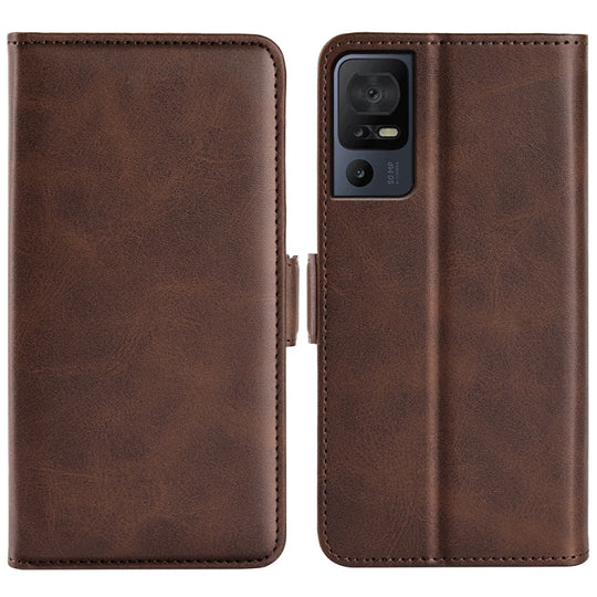 For TCL 40 SE Dual-side Magnetic Buckle Leather Phone Case(Brown)