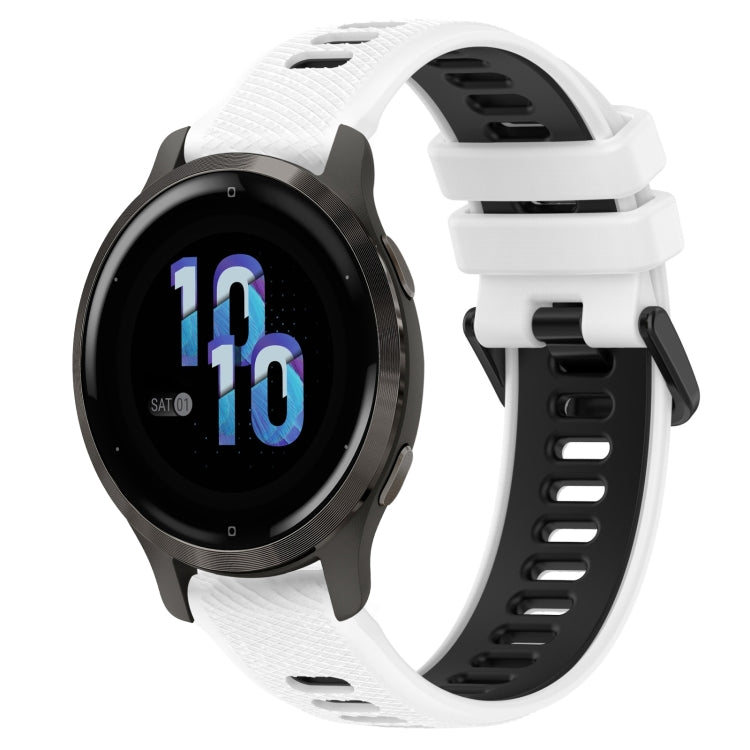 For Garmin Venu 2S 18mm Sports Two-Color Silicone Watch Band(White+Black) - Watch Bands by buy2fix | Online Shopping UK | buy2fix