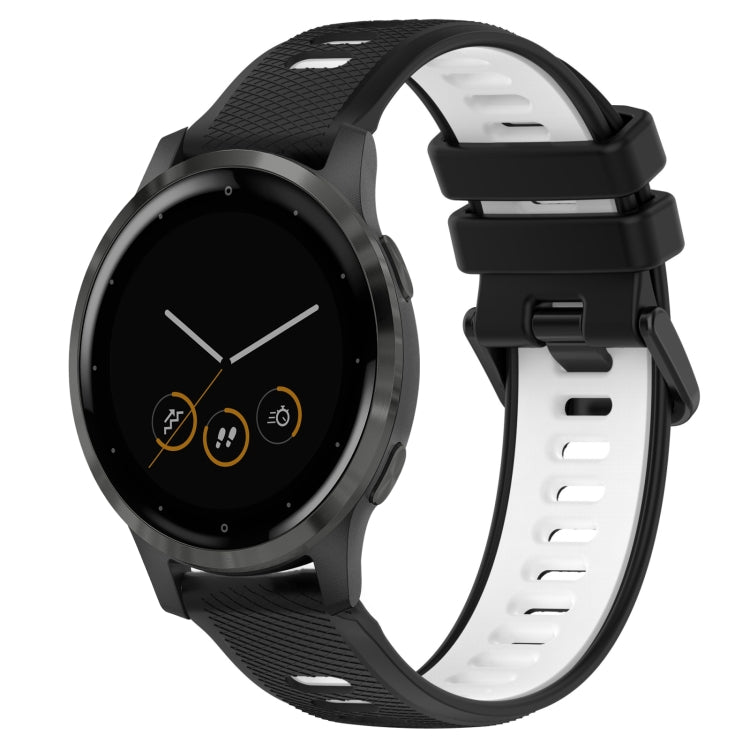 For Garmin Vivoactive 4S 18mm Sports Two-Color Silicone Watch Band(Black+White) - Watch Bands by buy2fix | Online Shopping UK | buy2fix
