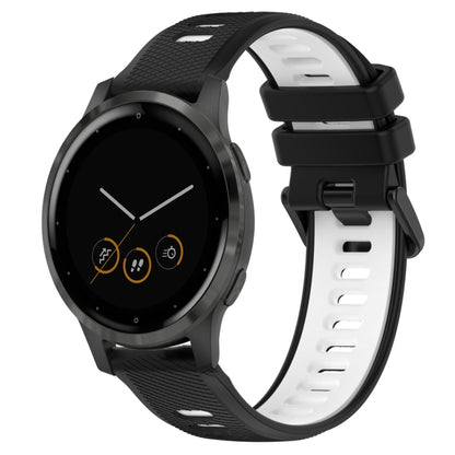 For Garmin Vivoactive 4S 18mm Sports Two-Color Silicone Watch Band(Black+White) - Watch Bands by buy2fix | Online Shopping UK | buy2fix