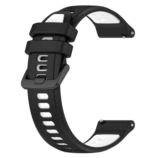 For Garmin Vivoactive 4S 18mm Sports Two-Color Silicone Watch Band(Black+White) - Watch Bands by buy2fix | Online Shopping UK | buy2fix