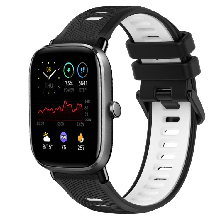 For Amazfit GTS 4 Mini 20mm Sports Two-Color Silicone Watch Band(Black+White) - Watch Bands by buy2fix | Online Shopping UK | buy2fix