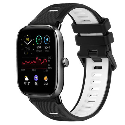 For Amazfit GTS 4 Mini 20mm Sports Two-Color Silicone Watch Band(Black+White) - Watch Bands by buy2fix | Online Shopping UK | buy2fix