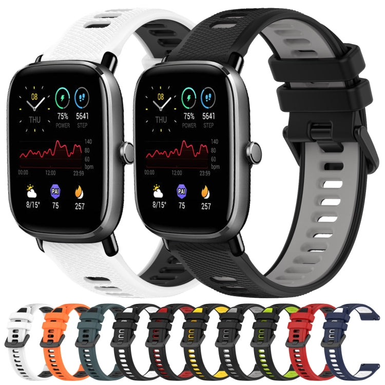 For Amazfit GTS 4 Mini 20mm Sports Two-Color Silicone Watch Band(Black+White) - Watch Bands by buy2fix | Online Shopping UK | buy2fix