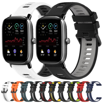 For Amazfit GTS 4 Mini 20mm Sports Two-Color Silicone Watch Band(Black+White) - Watch Bands by buy2fix | Online Shopping UK | buy2fix