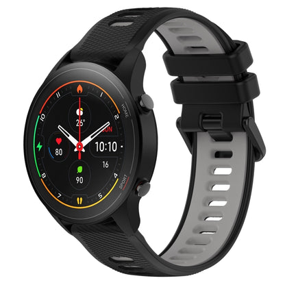 For Xiaomi MI Watch S1 Pro 22mm Sports Two-Color Silicone Watch Band(Black+Grey) - Watch Bands by buy2fix | Online Shopping UK | buy2fix