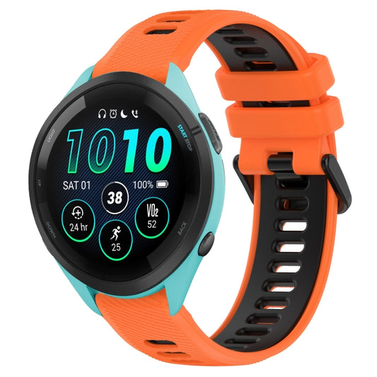 For Garmin Forerunner 265 22mm Sports Two-Color Silicone Watch Band(Orange+Black) - Watch Bands by buy2fix | Online Shopping UK | buy2fix