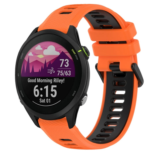 For Garmin Forerunner 255 22mm Sports Two-Color Silicone Watch Band(Orange+Black) - Watch Bands by buy2fix | Online Shopping UK | buy2fix