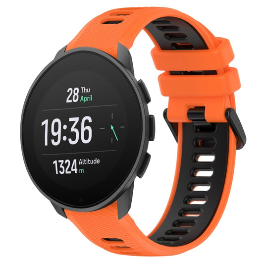 For SUUNTO 9 Peak Pro 22mm Sports Two-Color Silicone Watch Band(Orange+Black) -  by buy2fix | Online Shopping UK | buy2fix