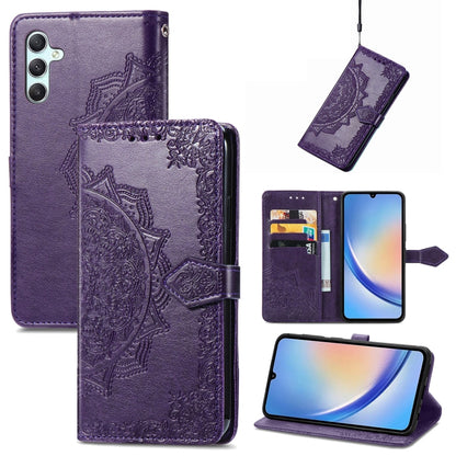 For Samsung Galaxy A34 5G Mandala Flower Embossed Leather Phone Case(Purple) by buy2fix