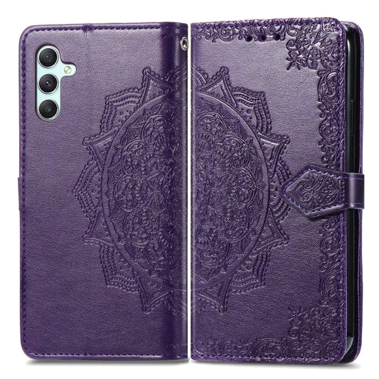 For Samsung Galaxy A34 5G Mandala Flower Embossed Leather Phone Case(Purple) by buy2fix
