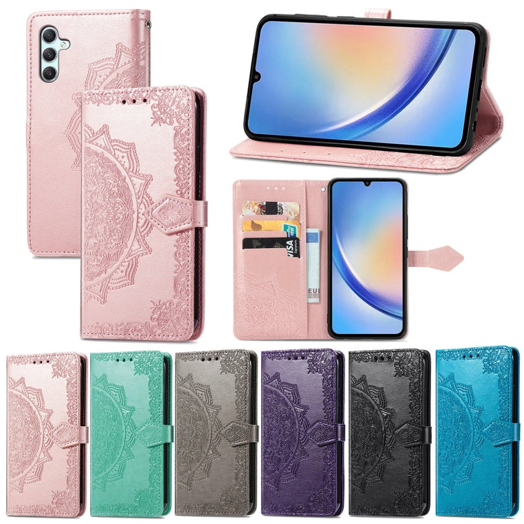 For Samsung Galaxy A34 5G Mandala Flower Embossed Leather Phone Case(Purple) by buy2fix