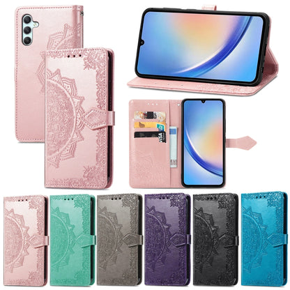 For Samsung Galaxy A34 5G Mandala Flower Embossed Leather Phone Case(Purple) by buy2fix