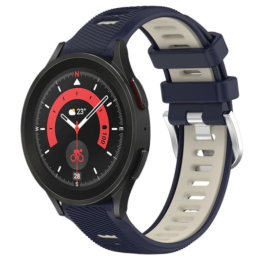 For Samsung Galaxy Watch5 Pro 45mm 20mm Sports Two-Color Steel Buckle Silicone Watch Band(Midnight Blue+Starlight) - Watch Bands by buy2fix | Online Shopping UK | buy2fix