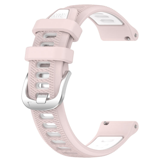 For Garmin Forerunner 245 20mm Sports Two-Color Steel Buckle Silicone Watch Band(Pink+White) - Watch Bands by buy2fix | Online Shopping UK | buy2fix